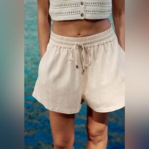 Zara Linen Blend Beige “Boxer” Shorts